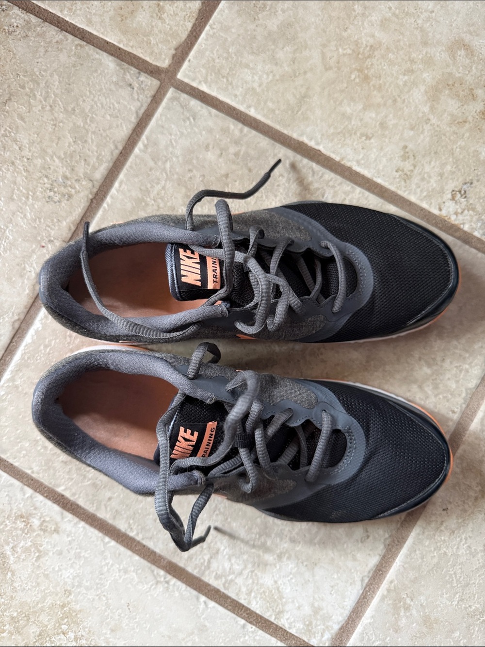 Nike Black and Gray Training Sneakers with Orange Highlights - Picture 4 of 5